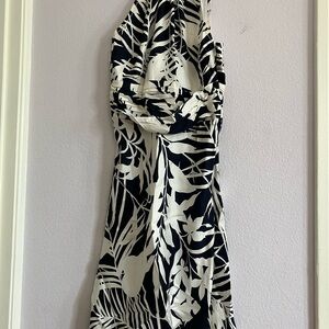 Ann Taylor White and Blue Sheath Cocktail Dress